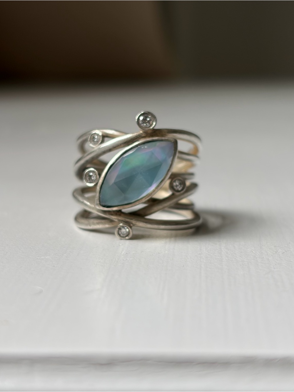 Gabriel & Co New York 925 Sterling Silver Multi-Band Gemstone Ring Size 7